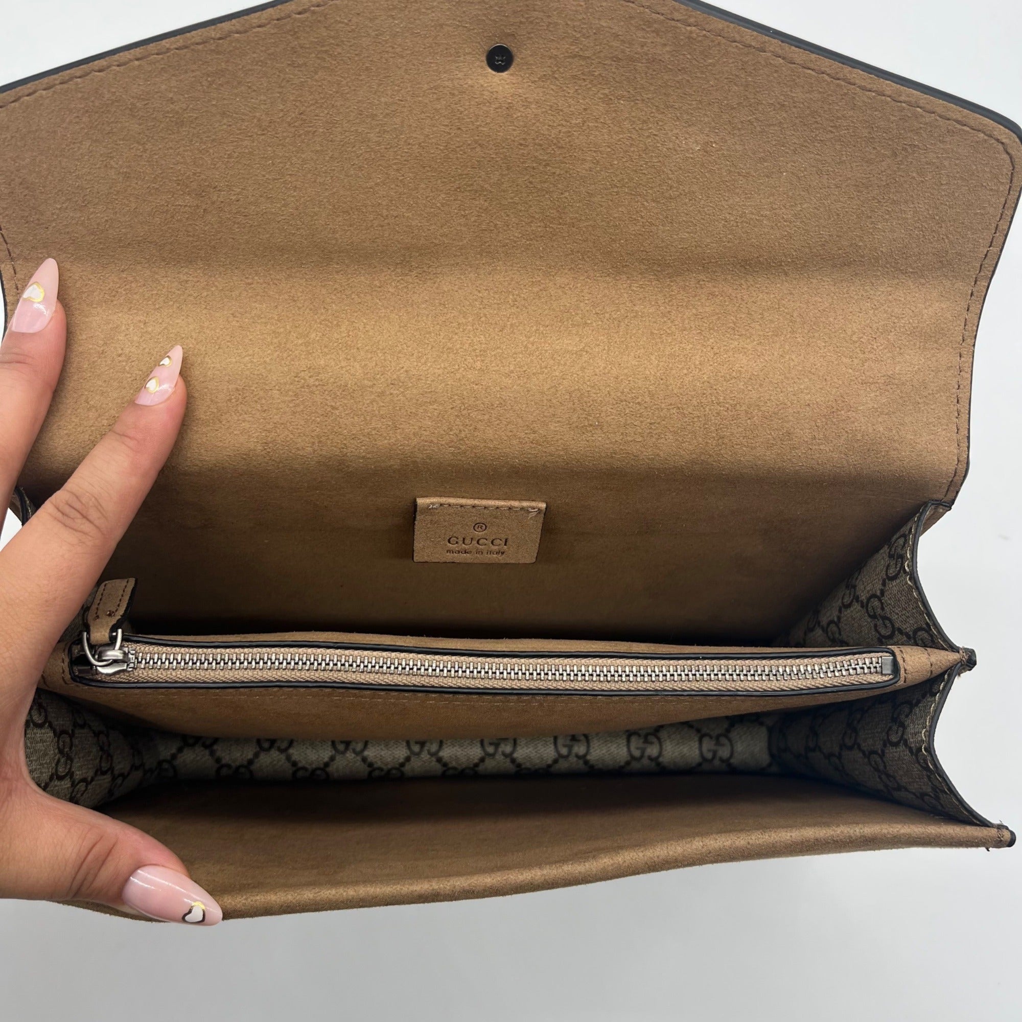 Gucci Beige And Ebony GG Supreme Dionysus Medium Shoulder Bag