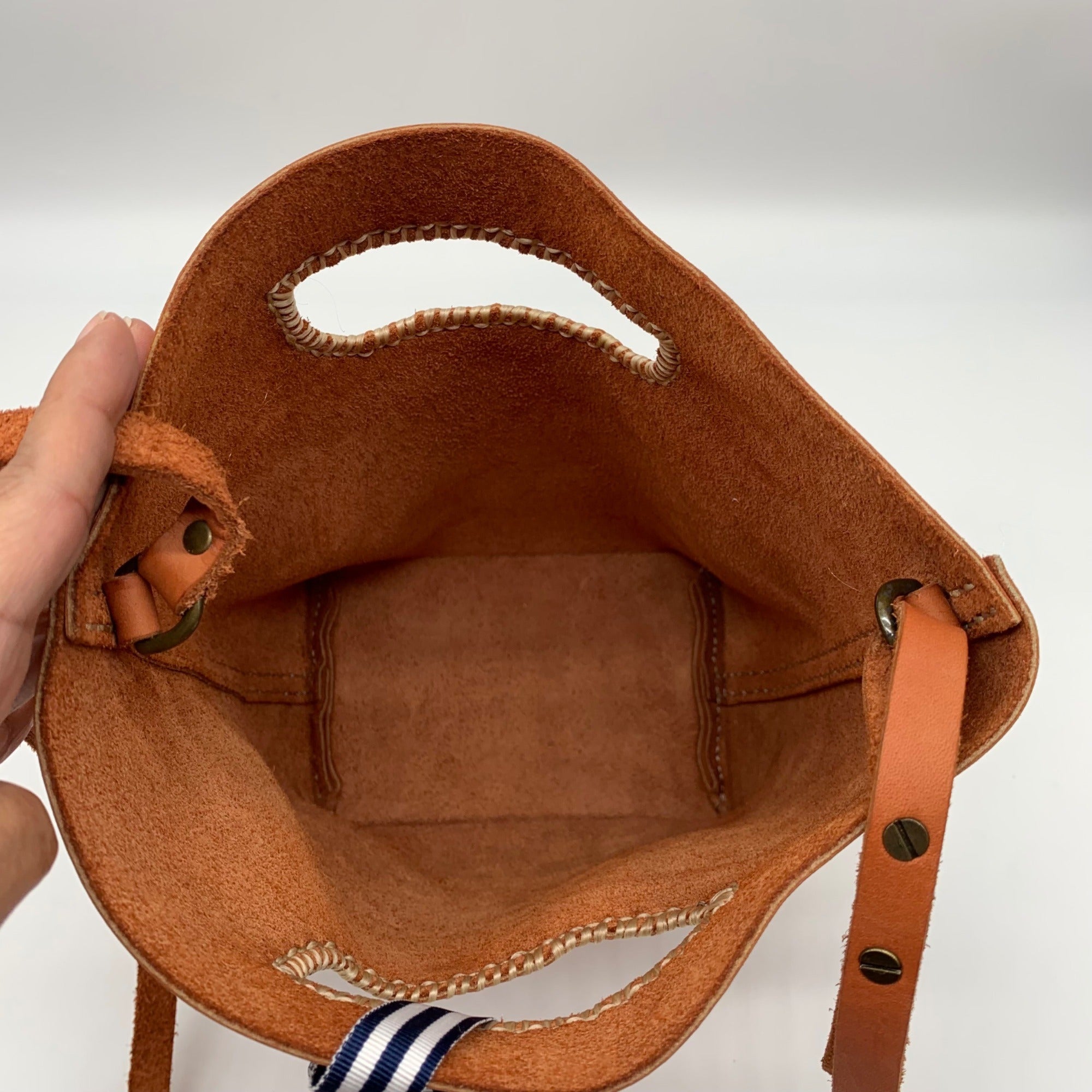 Half United Orange Leather Bucket Bag