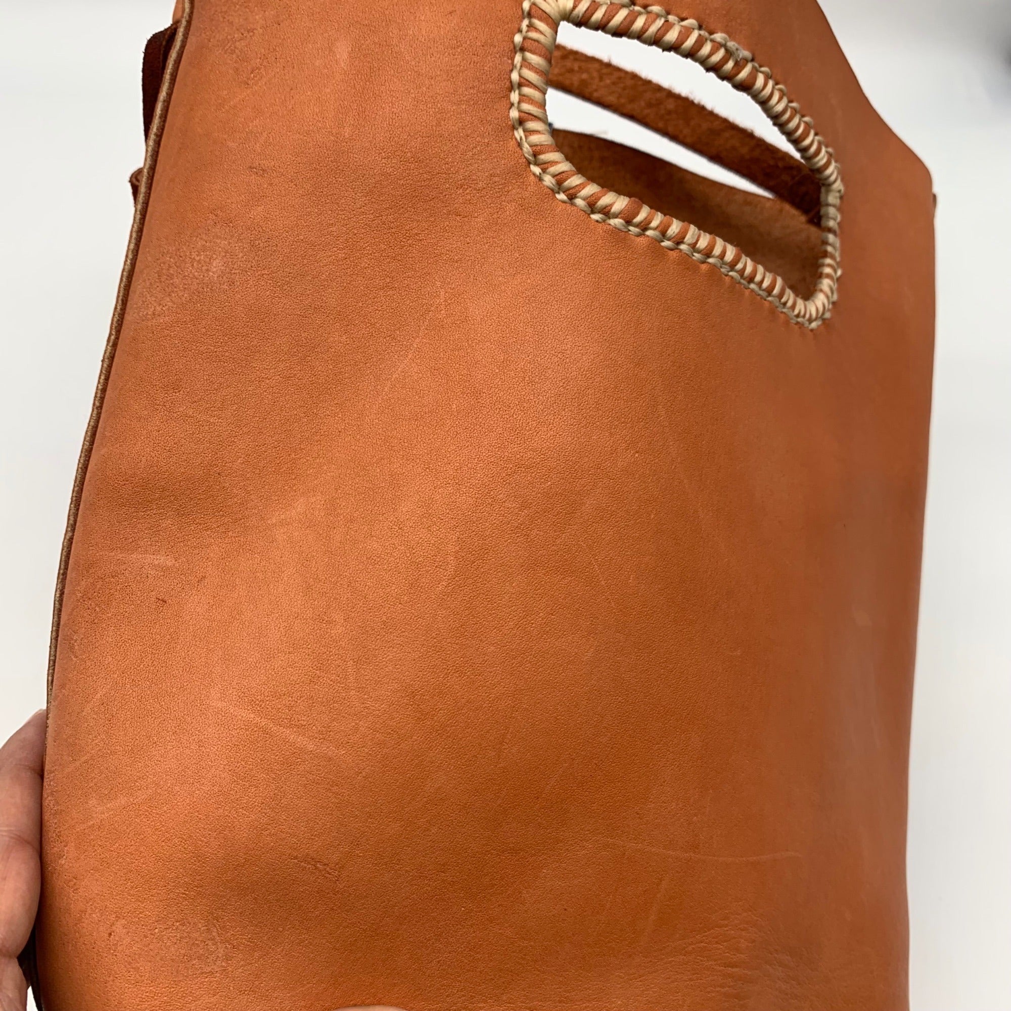 Half United Orange Leather Bucket Bag