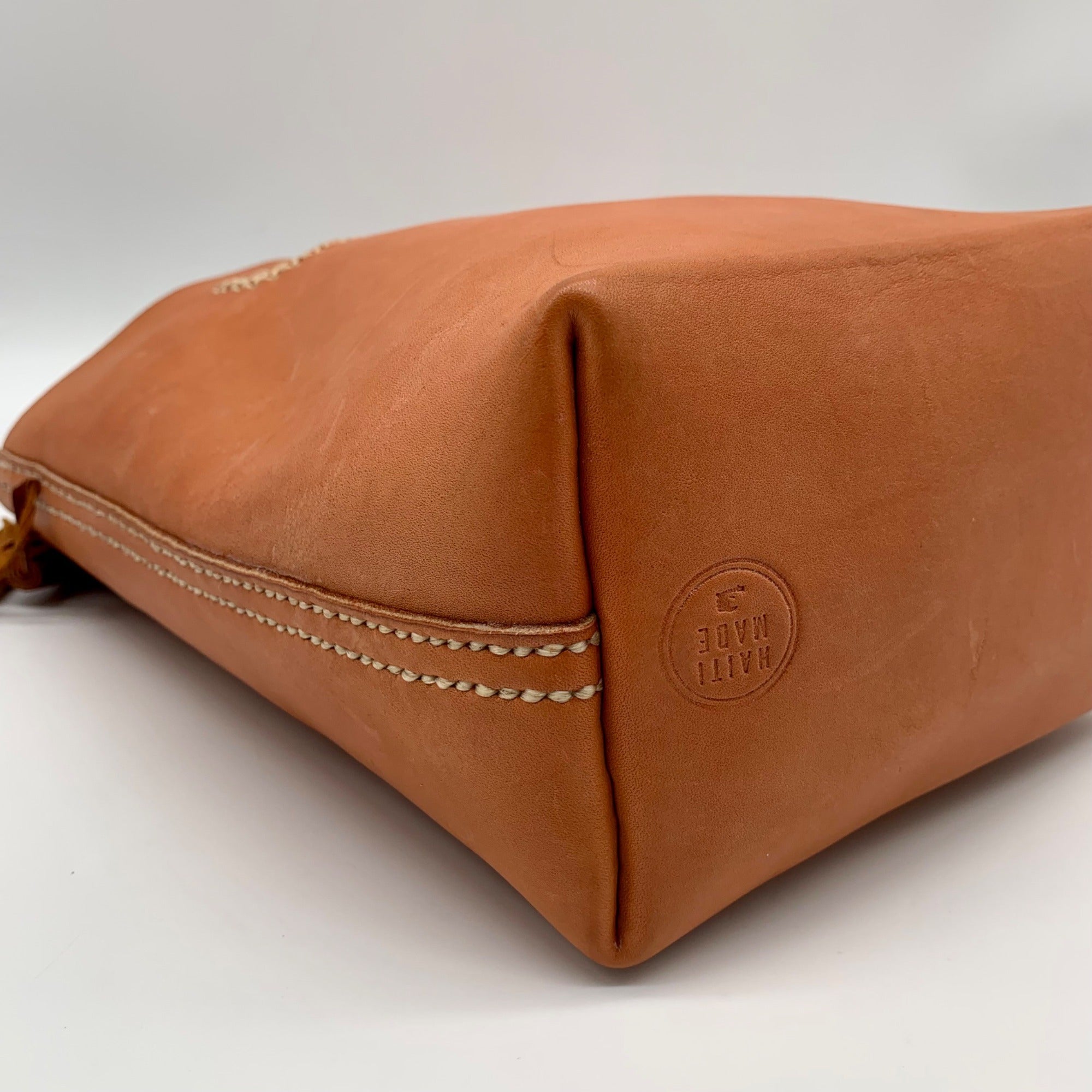 Half United Orange Leather Bucket Bag