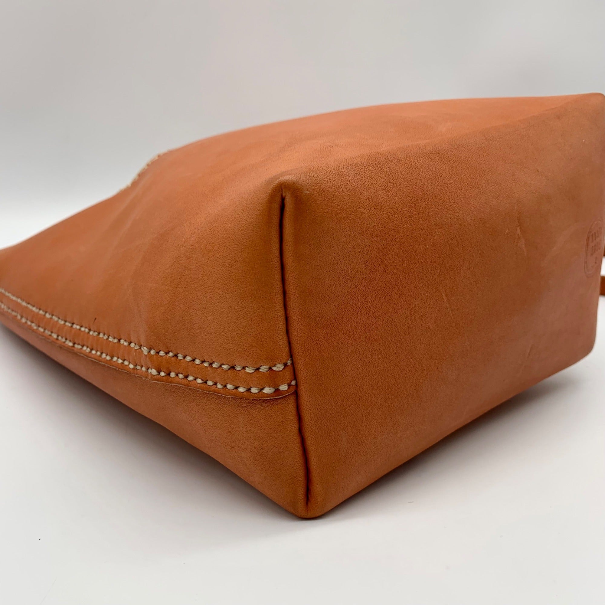 Half United Orange Leather Bucket Bag