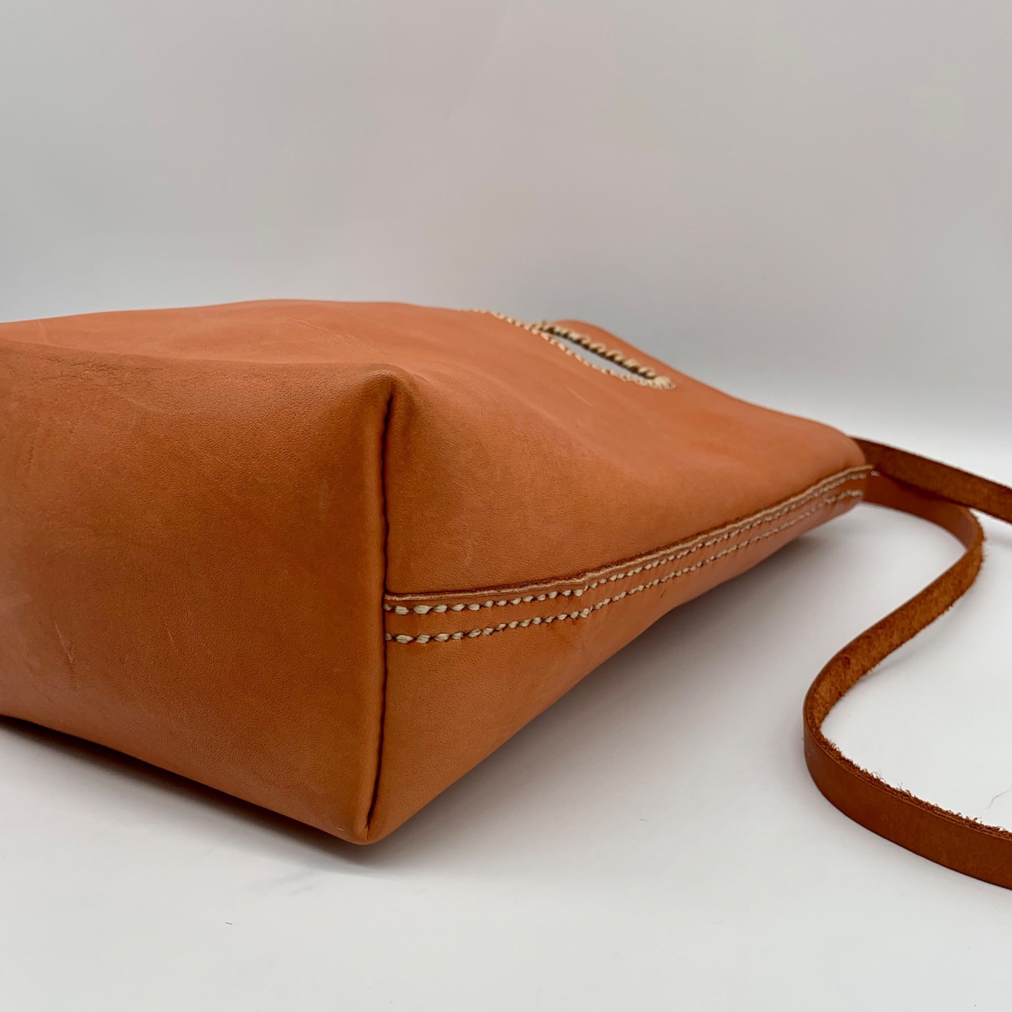 Half United Orange Leather Bucket Bag