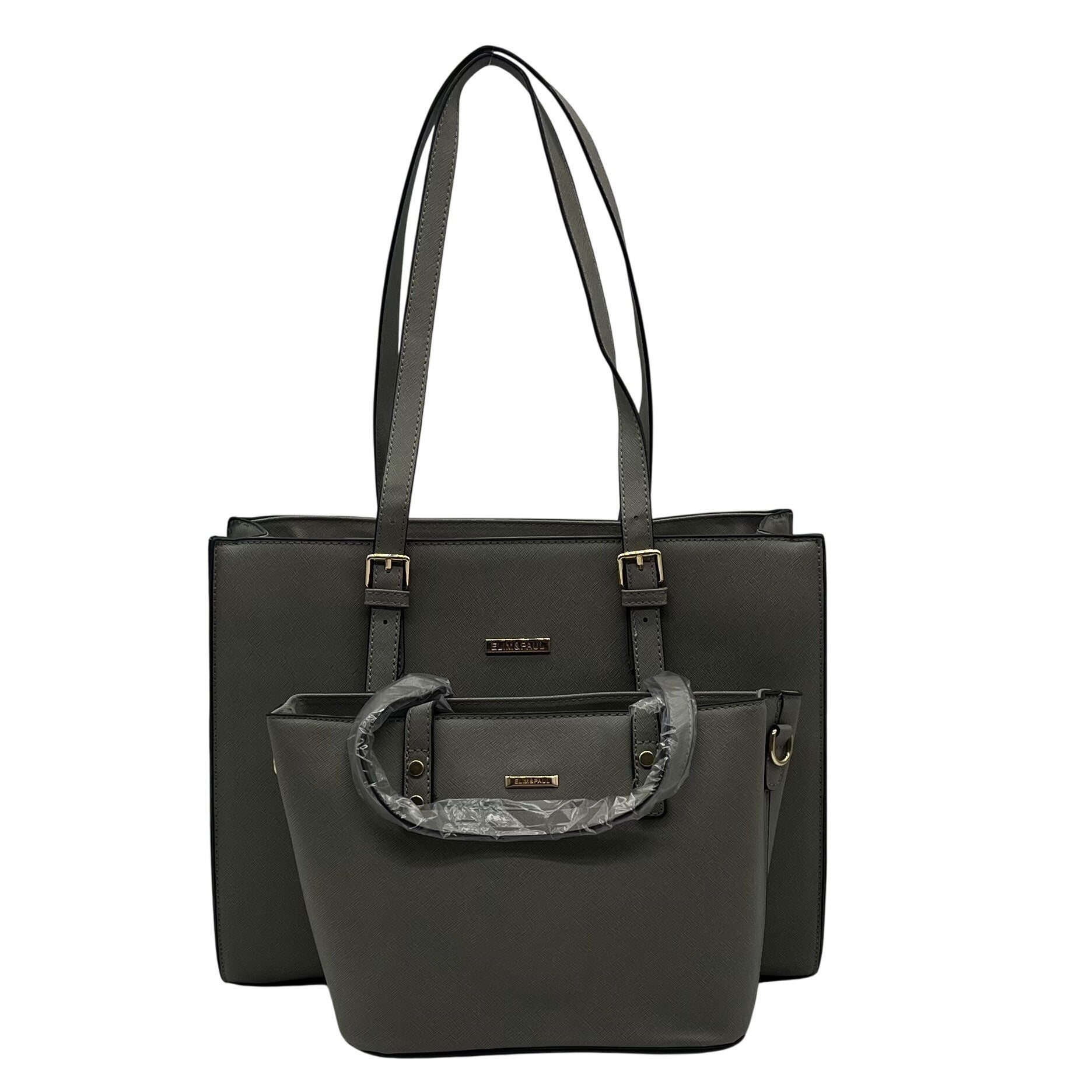 Elim &amp; Paul Grey Faux Leather Tote Bag