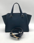 Michael Kors Blue Pebbled Leather Small Satchel Bag