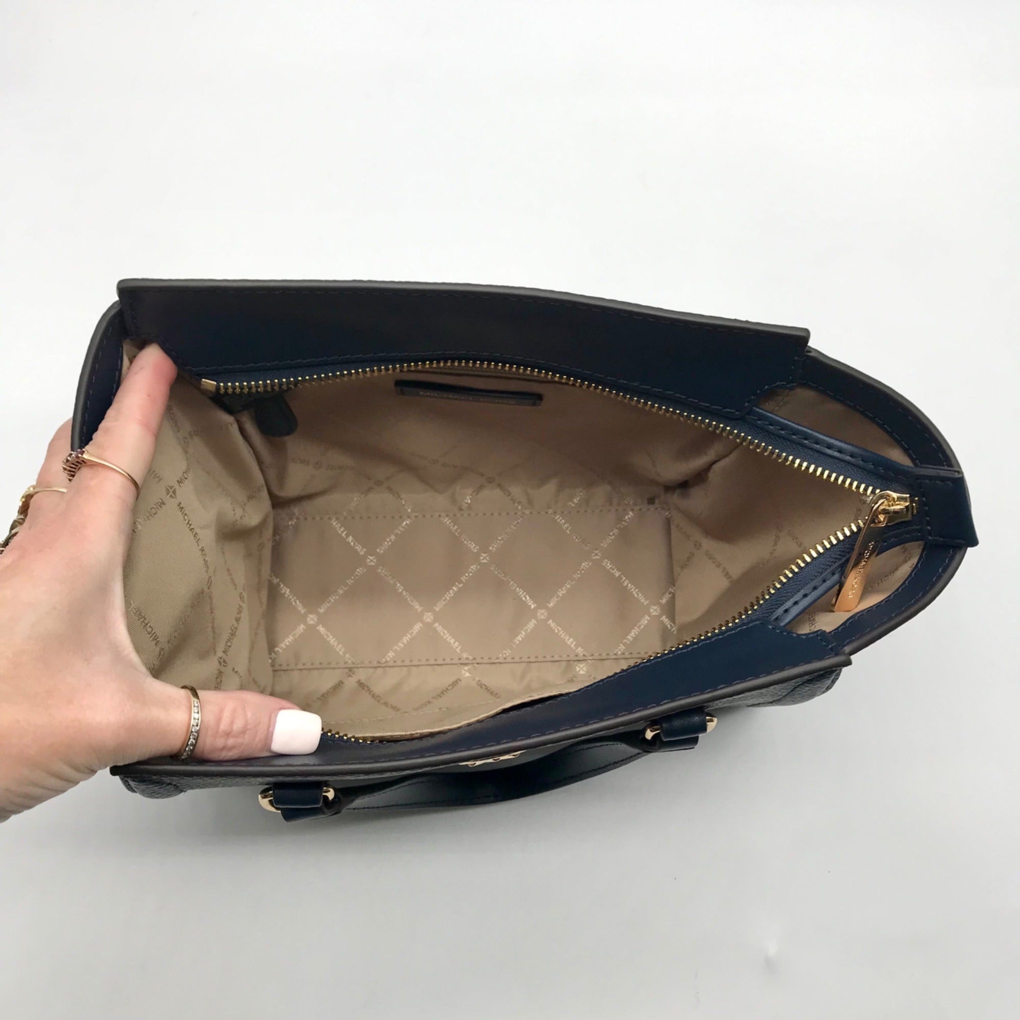 Michael Kors Blue Pebbled Leather Small Satchel Bag