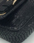 Michael Kors Black Python Leather Hamilton Flap Shoulder Bag