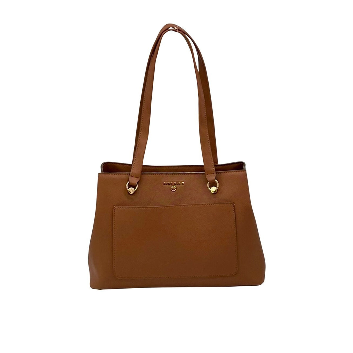 Anne Klein Brown Faux Leather Medium Triple Compartment Satchel Bag