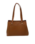 Anne Klein Brown Faux Leather Medium Triple Compartment Satchel Bag