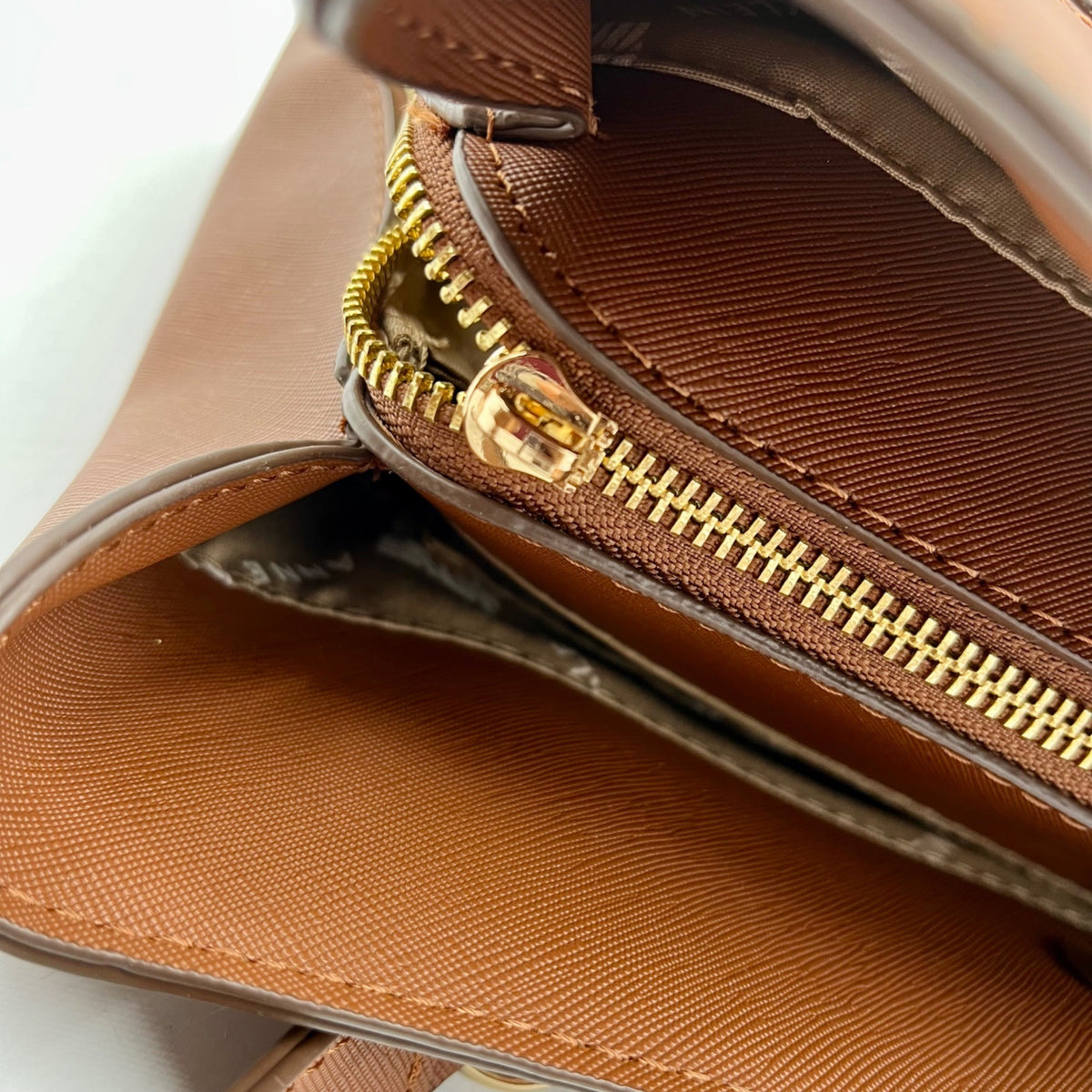Anne Klein Brown Faux Leather Medium Triple Compartment Satchel Bag