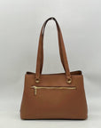 Anne Klein Brown Faux Leather Medium Triple Compartment Satchel Bag