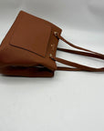 Anne Klein Brown Faux Leather Medium Triple Compartment Satchel Bag