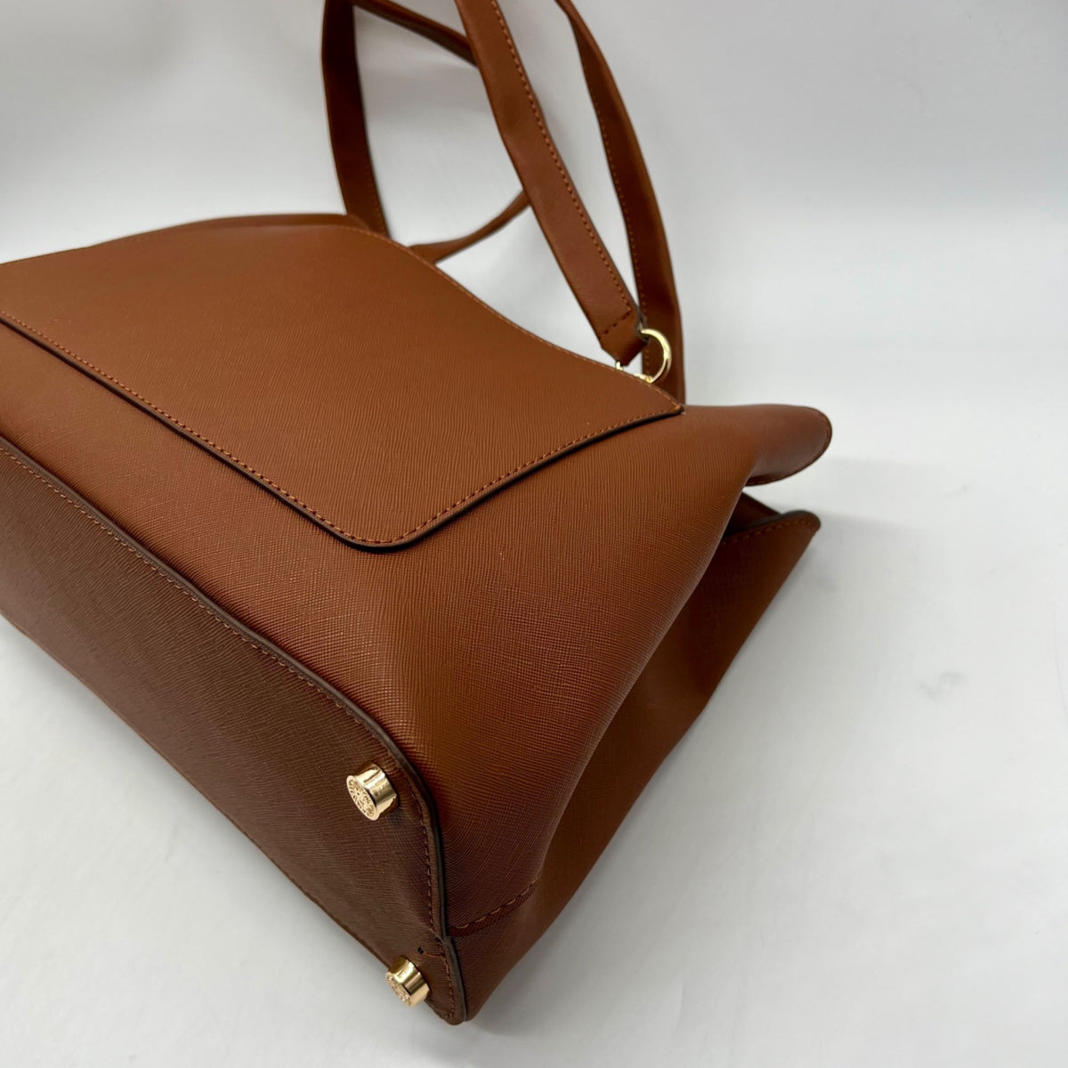 Anne Klein Brown Faux Leather Medium Triple Compartment Satchel Bag