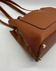 Anne Klein Brown Faux Leather Medium Triple Compartment Satchel Bag