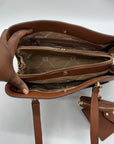 Anne Klein Brown Faux Leather Medium Triple Compartment Satchel Bag