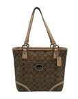 Coach Brown And Tan Coated Canvas Peyton Heritage Shoulder Tote Bag F18922