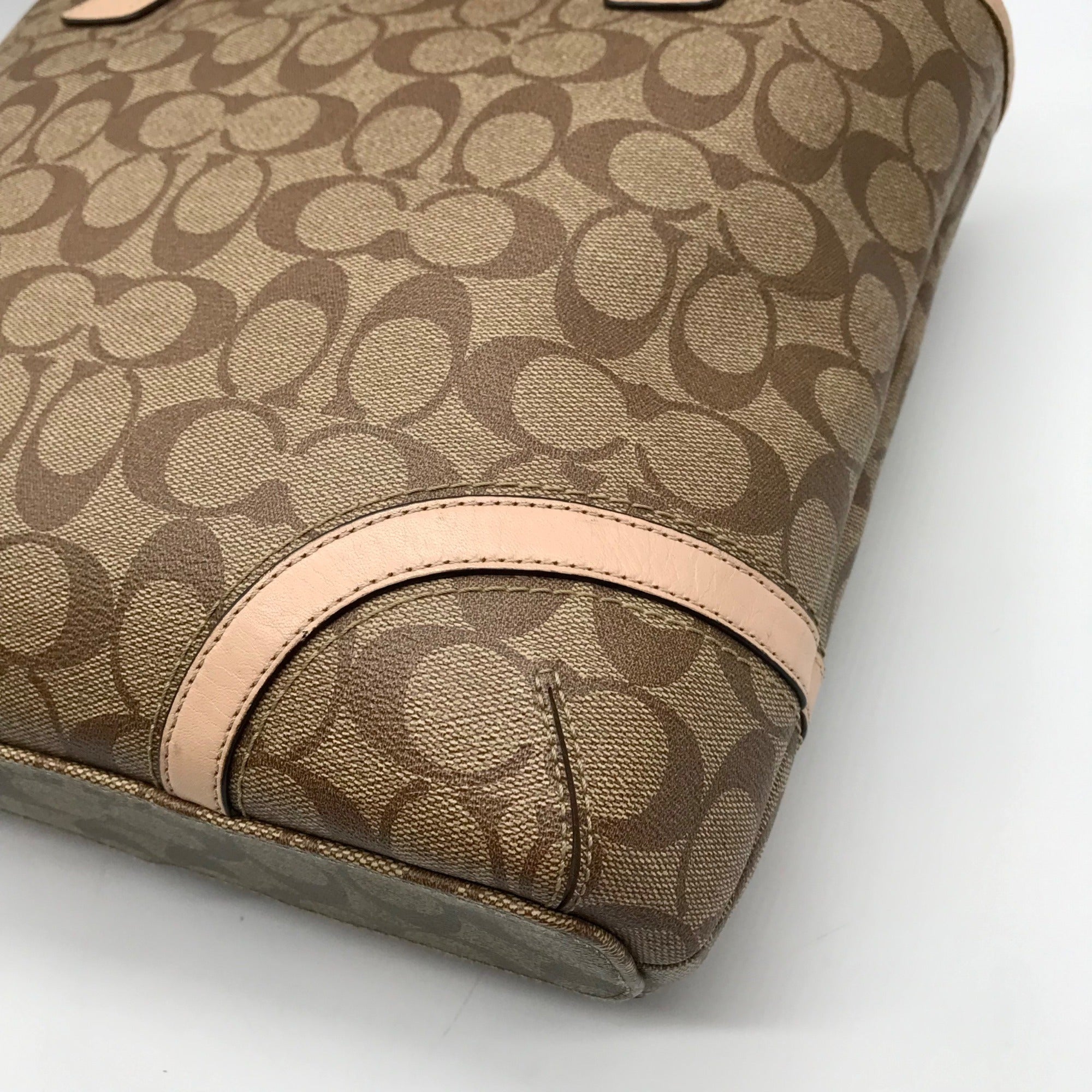 Coach Brown And Tan Coated Canvas Peyton Heritage Shoulder Tote Bag F18922