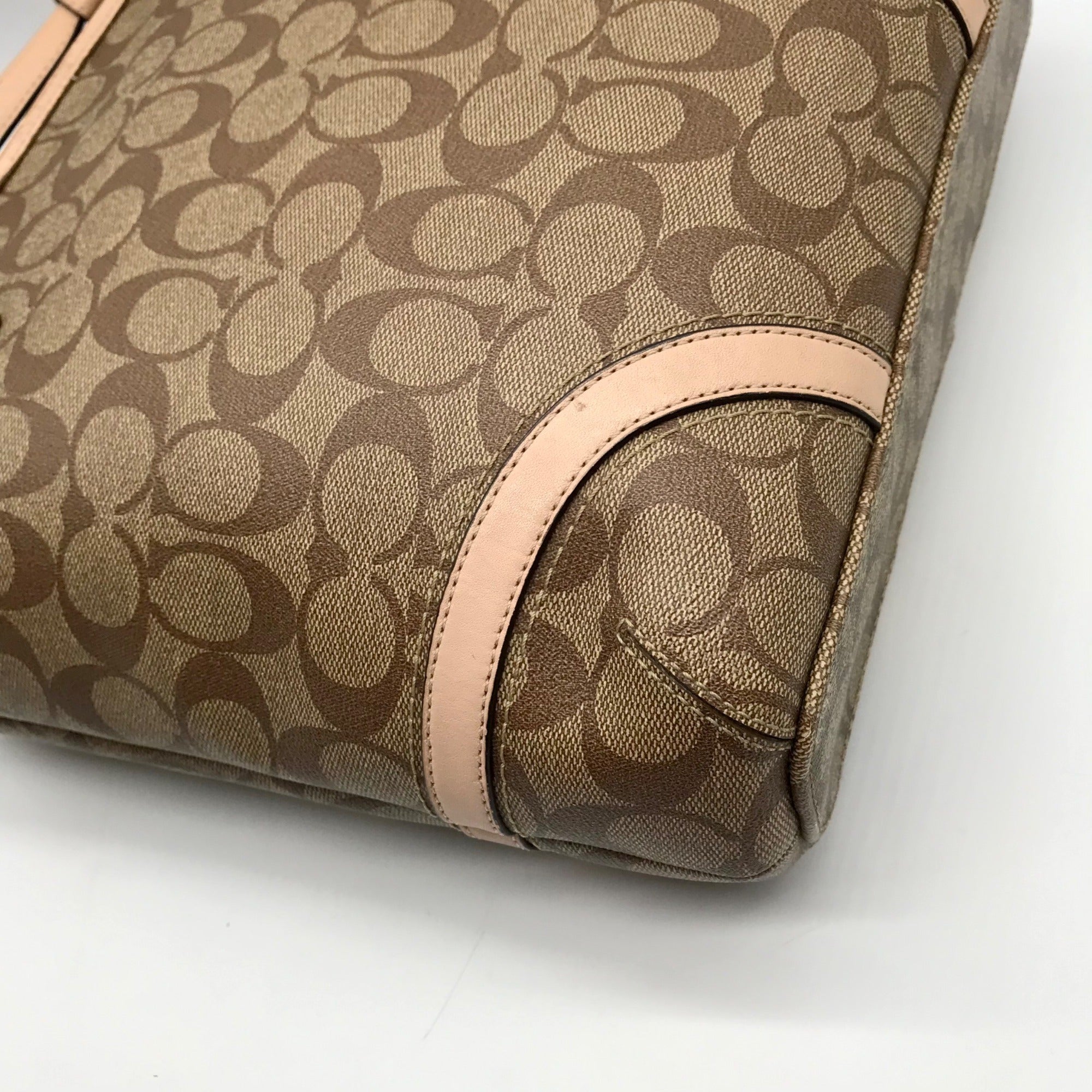 Coach Brown And Tan Coated Canvas Peyton Heritage Shoulder Tote Bag F18922