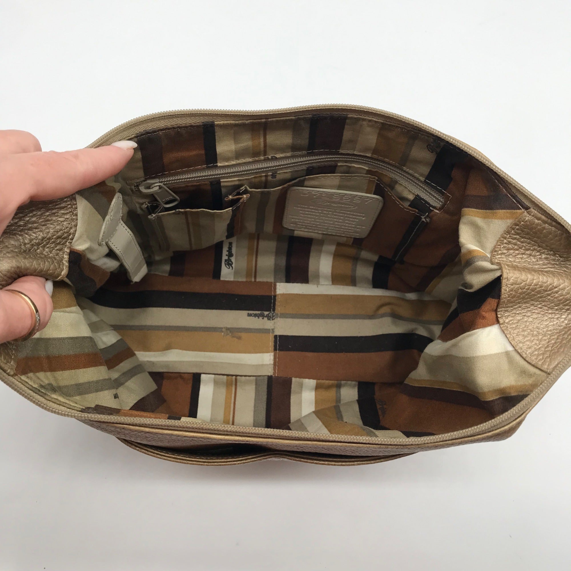 Brighton Gold Pebbled Leather Barbados Shoulder Bag