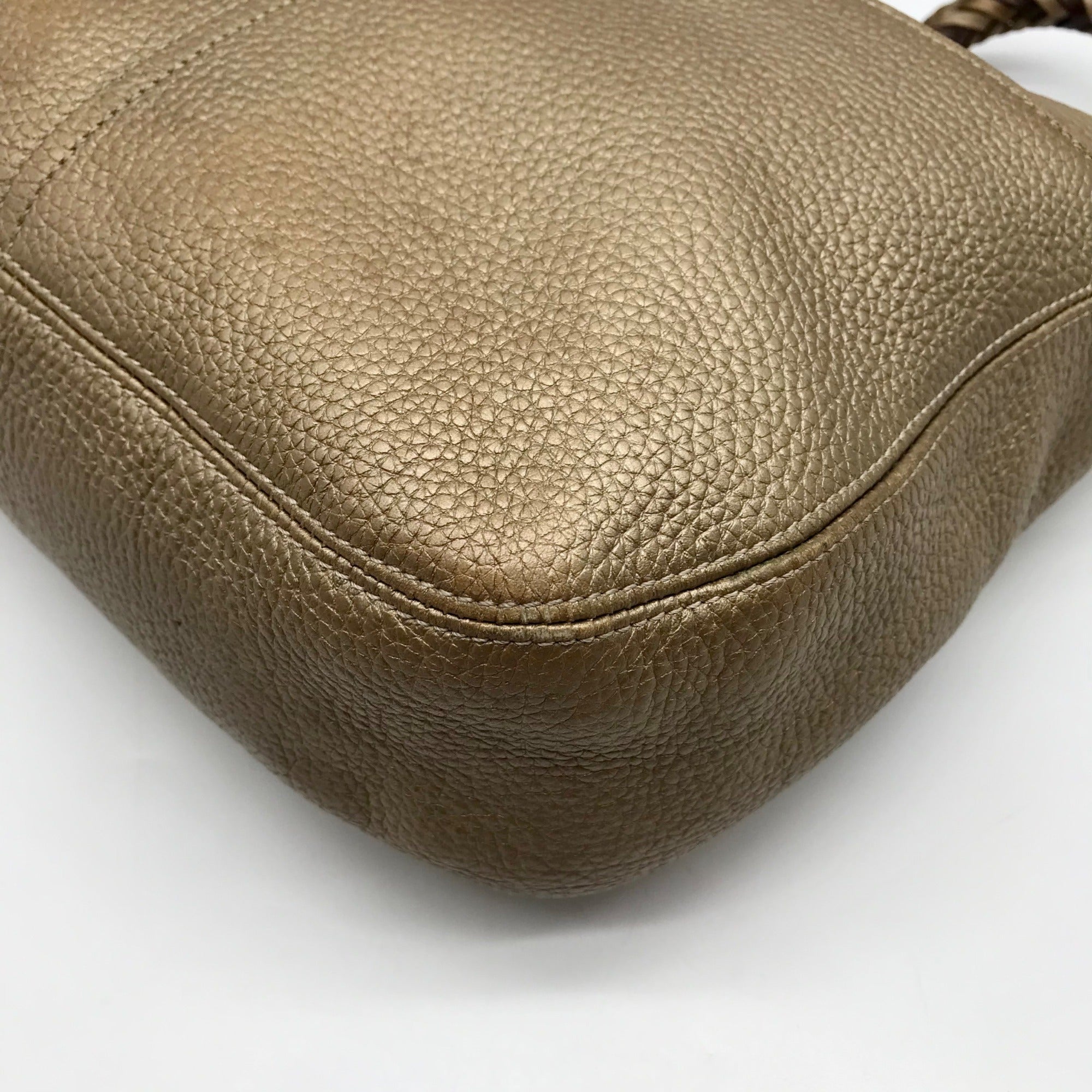 Brighton Gold Pebbled Leather Barbados Shoulder Bag