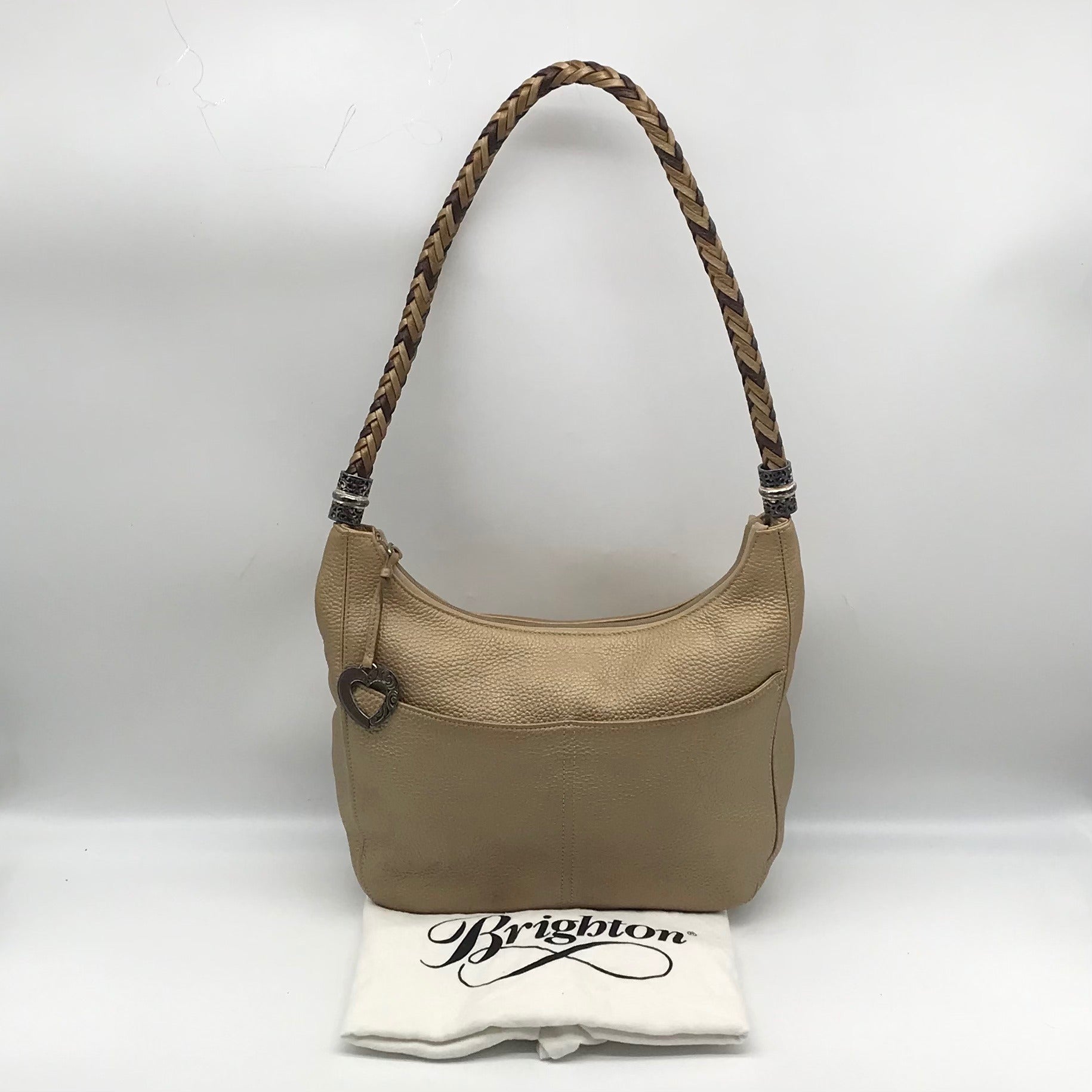 Brighton Gold Pebbled Leather Barbados Shoulder Bag