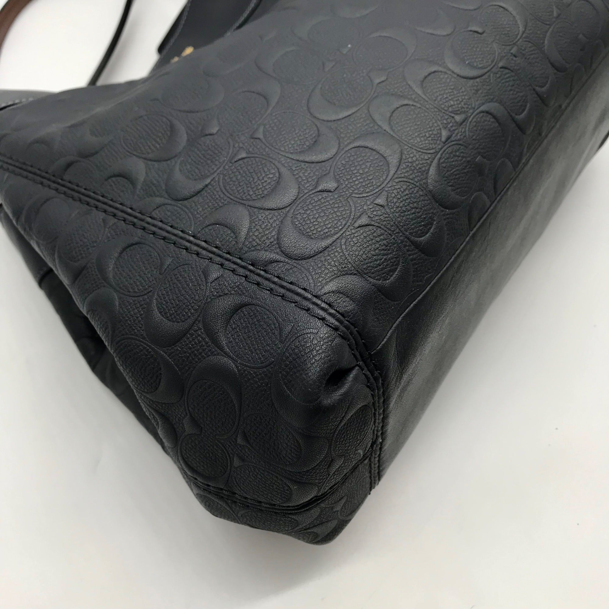 Coach Dark Blue Monogram Leather Lexy Shoulder Bag F25954