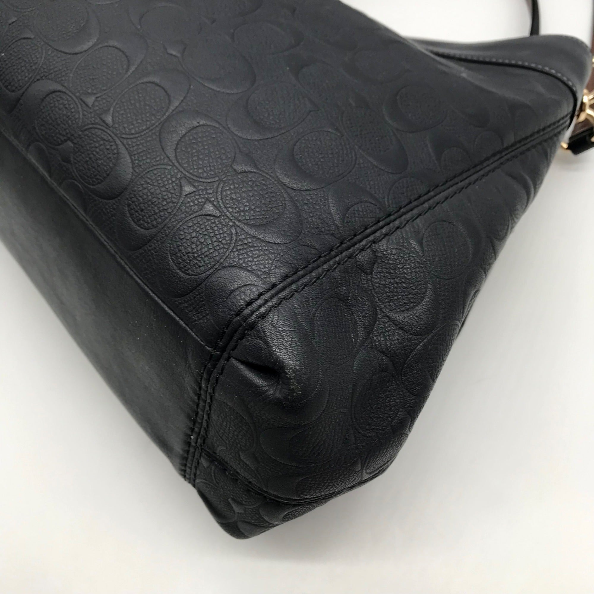 Coach Dark Blue Monogram Leather Lexy Shoulder Bag F25954