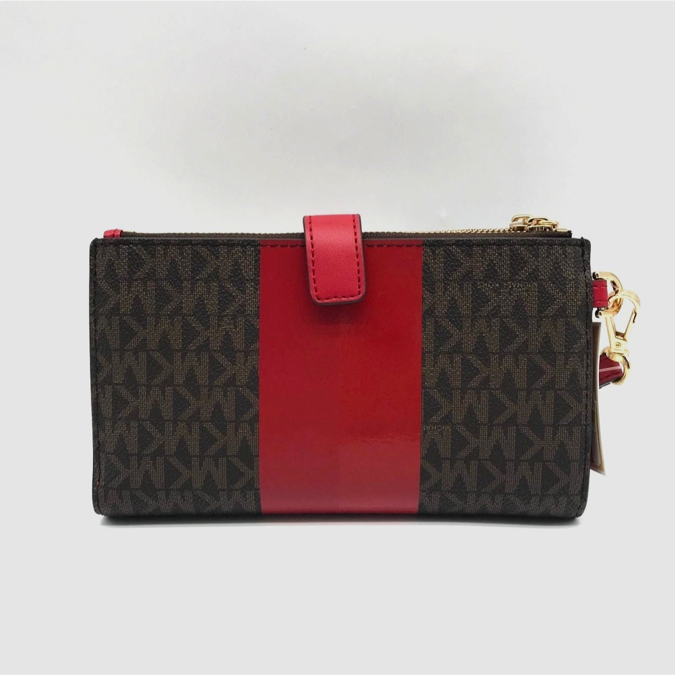 Michael Kors Logo Jet Set Crimson Double Zip Wristlet