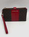 Michael Kors Logo Jet Set Crimson Double Zip Wristlet