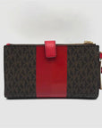 Michael Kors Logo Jet Set Crimson Double Zip Wristlet