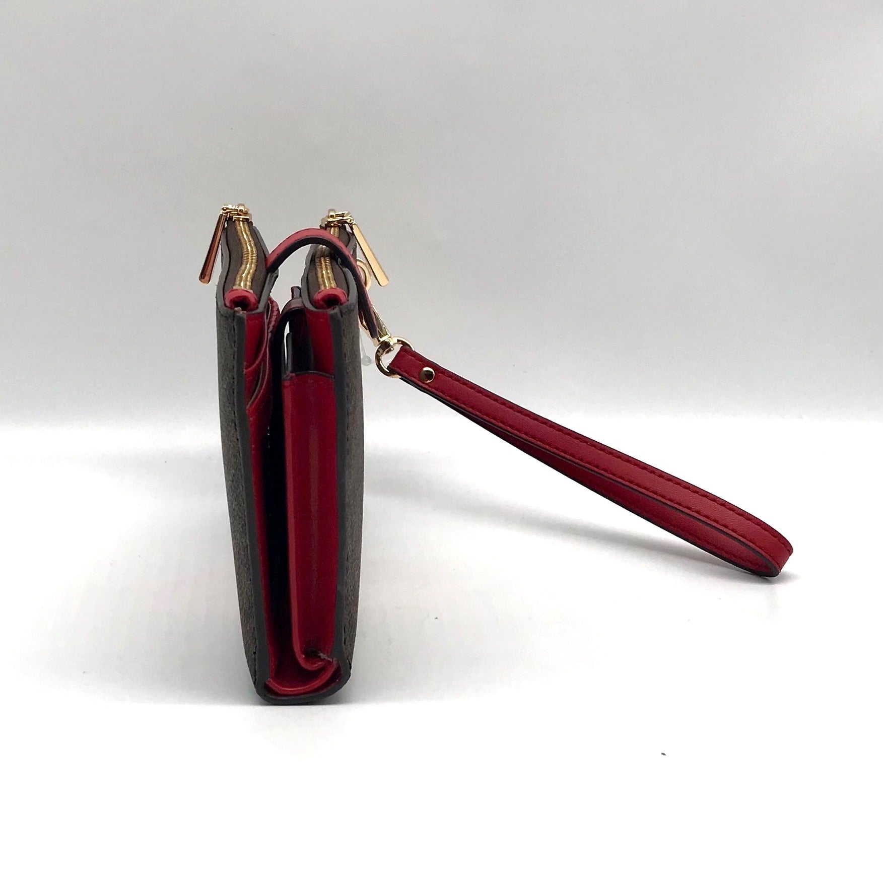 Michael Kors Logo Jet Set Crimson Double Zip Wristlet