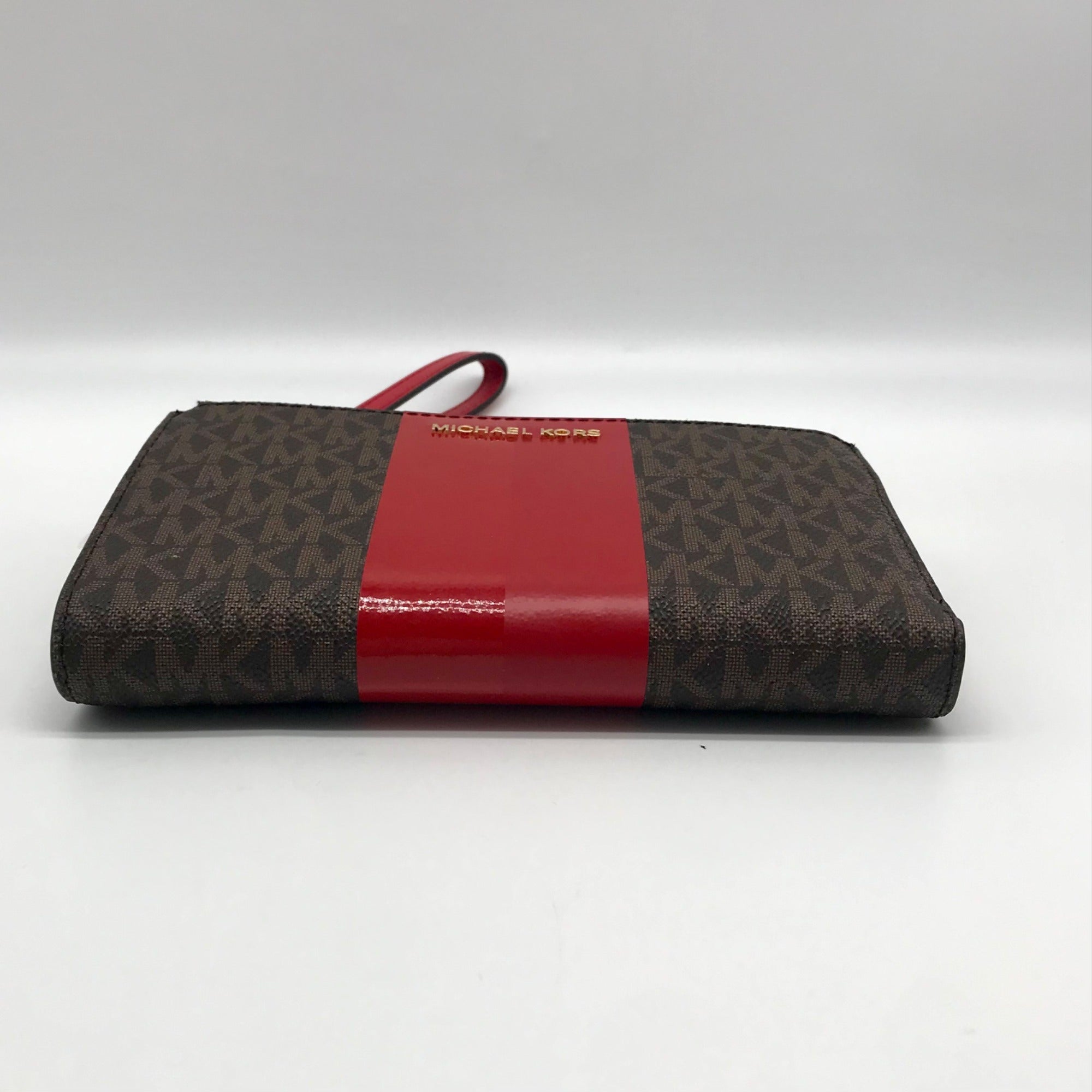 Michael Kors Logo Jet Set Crimson Double Zip Wristlet