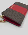 Michael Kors Logo Jet Set Crimson Double Zip Wristlet