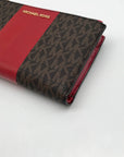 Michael Kors Logo Jet Set Crimson Double Zip Wristlet