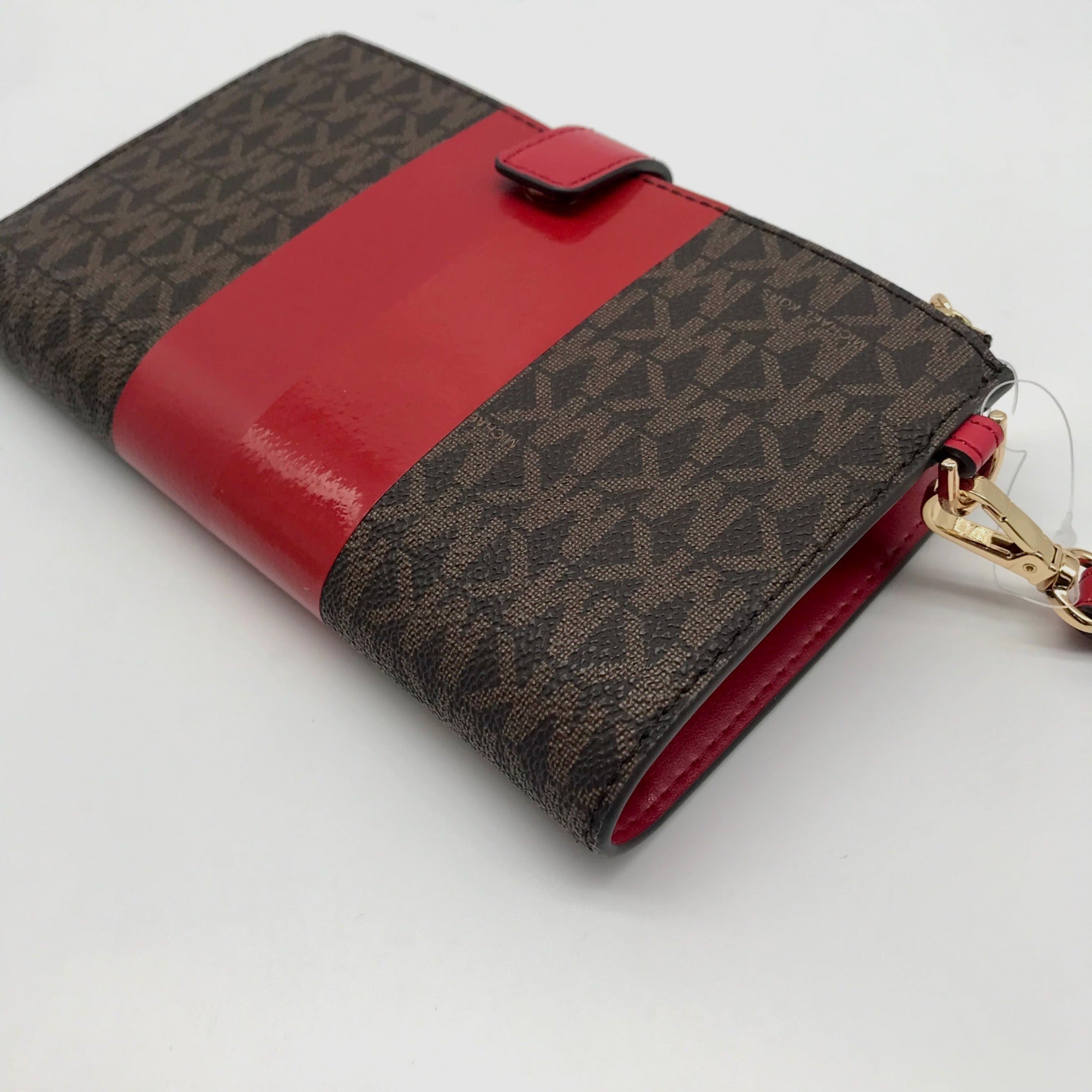 Michael Kors Logo Jet Set Crimson Double Zip Wristlet