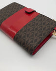 Michael Kors Logo Jet Set Crimson Double Zip Wristlet