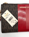 Michael Kors Logo Jet Set Crimson Double Zip Wristlet