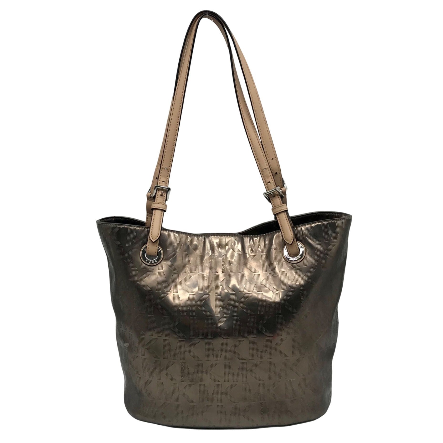 Michael Kors Bronze Metallic Patent Leather Jet Set East West Shoulder Bag