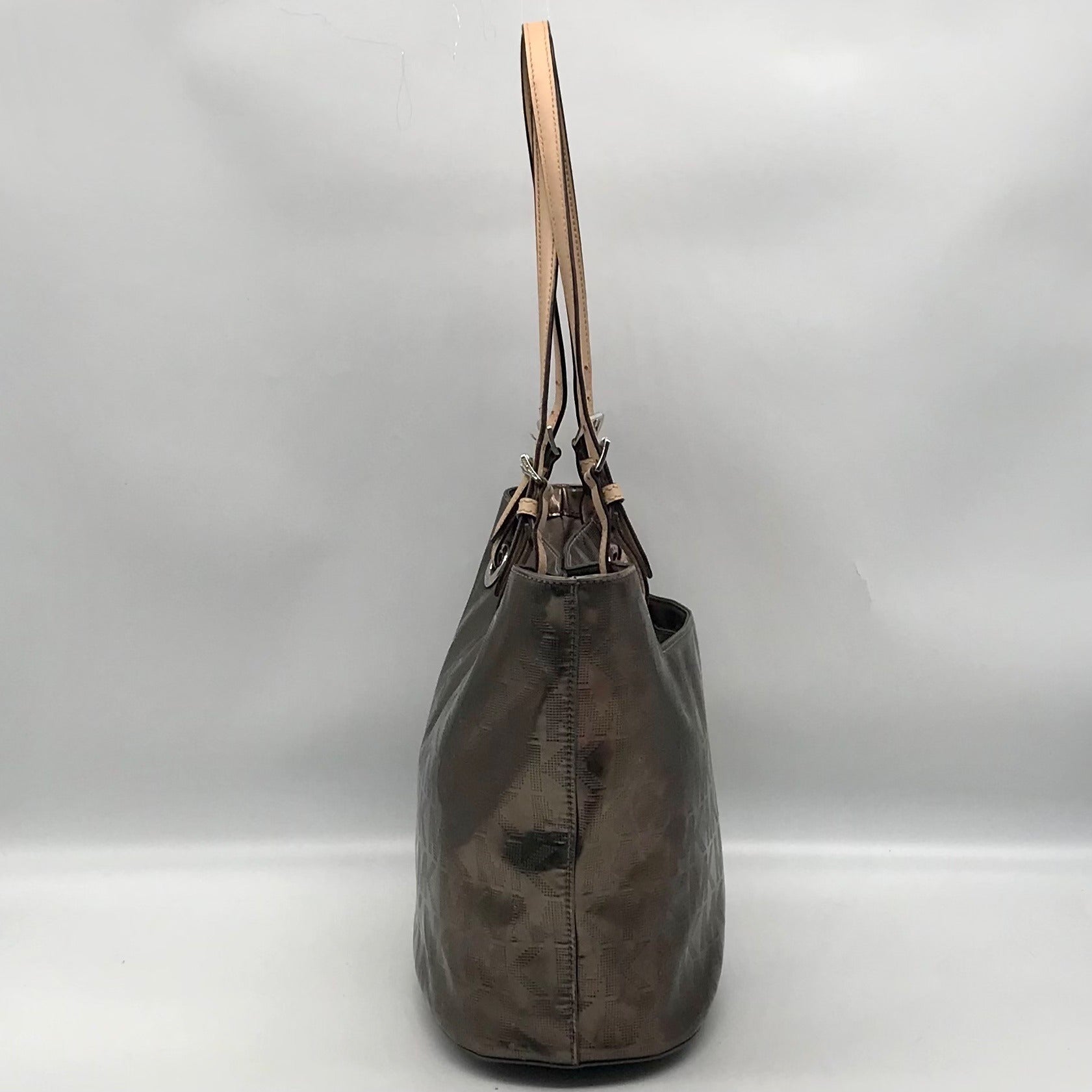 Michael Kors Bronze Metallic Patent Leather Jet Set East West Shoulder Bag