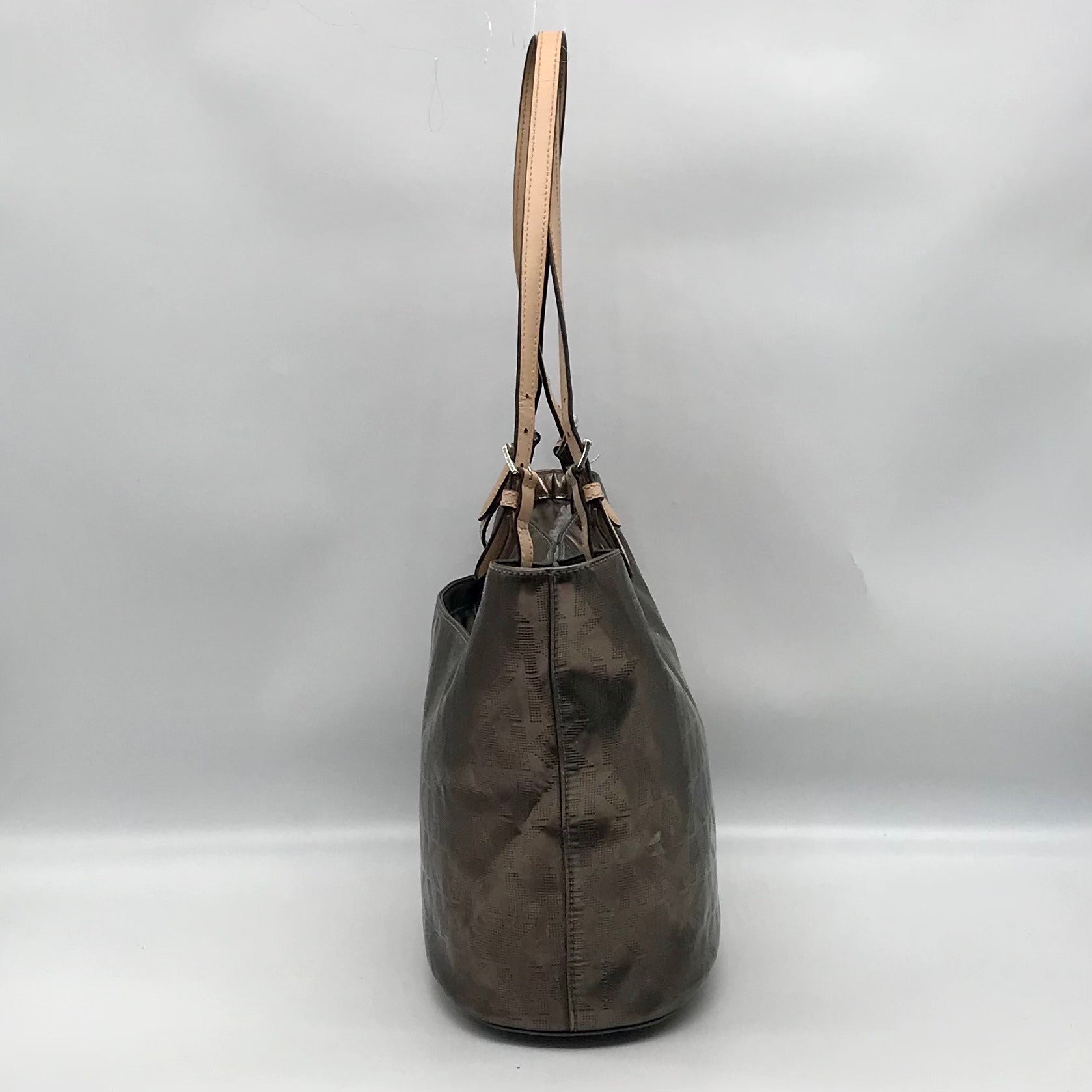 Michael Kors Bronze Metallic Patent Leather Jet Set East West Shoulder Bag