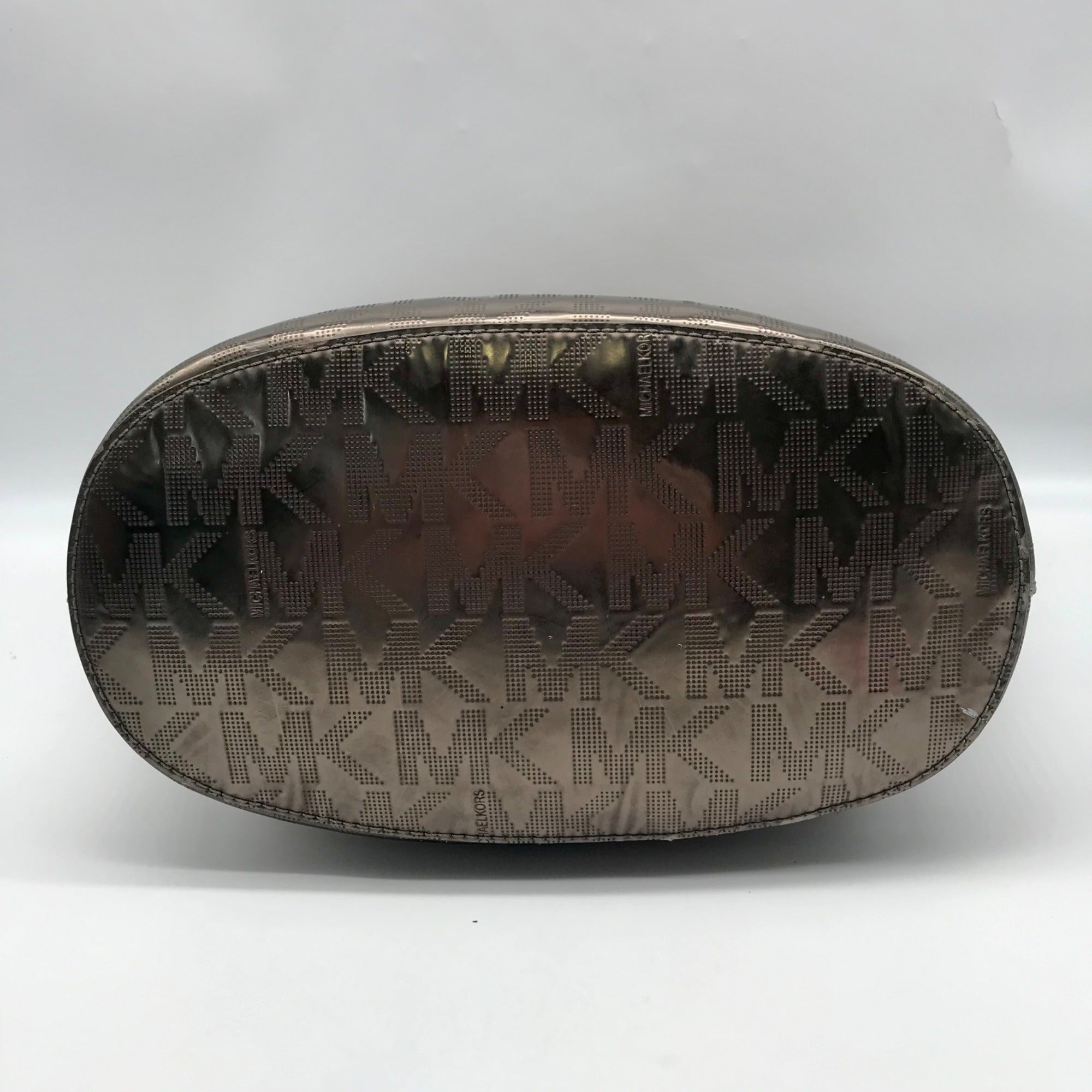 Michael Kors Bronze Metallic Patent Leather Jet Set East West Shoulder Bag