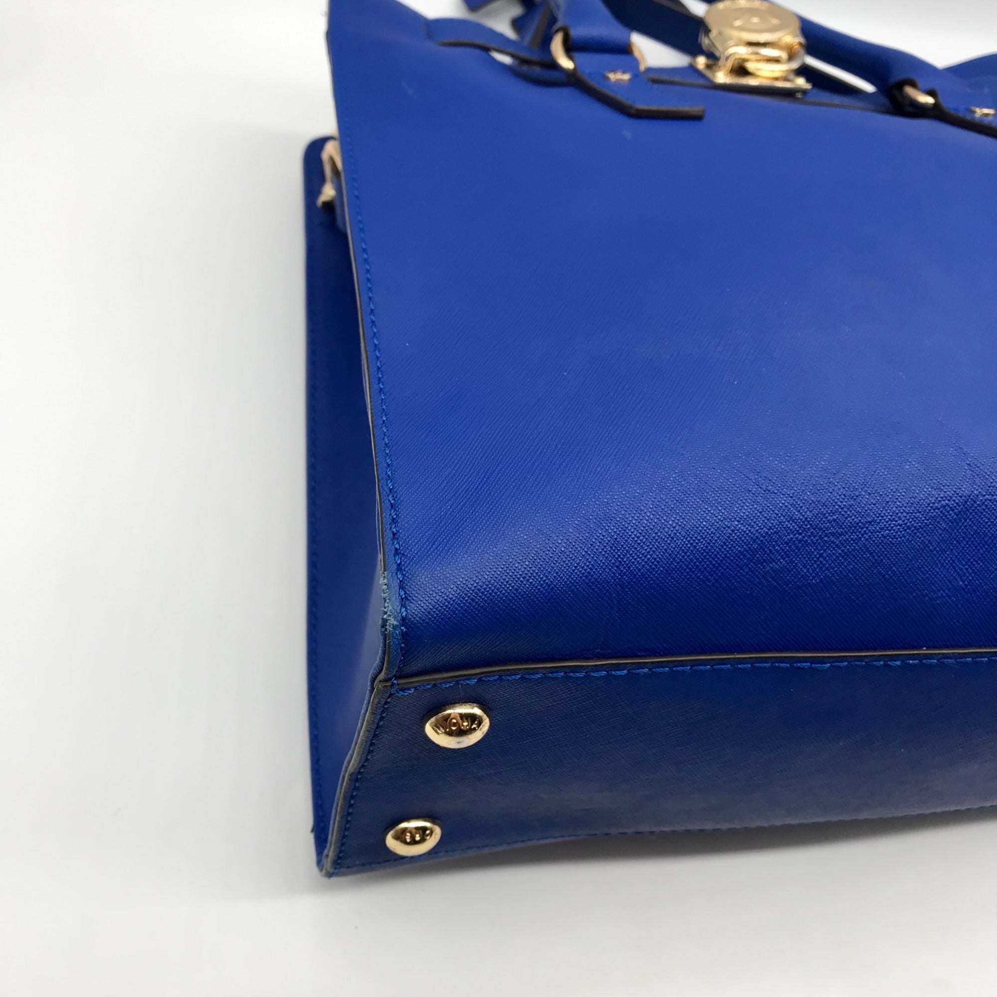 Michael Kors Dark Blue Saffiano Leather Hamilton Tote Bag