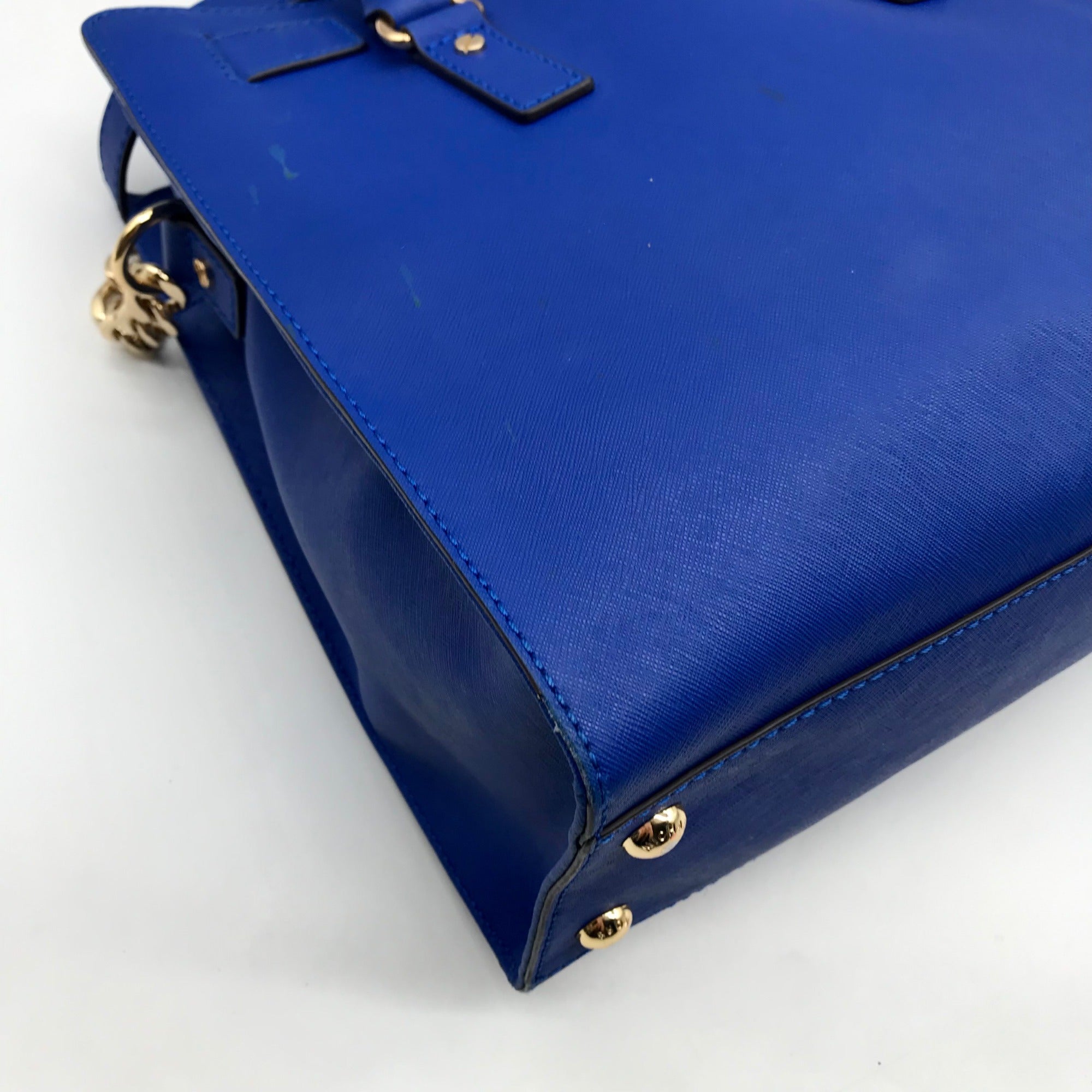 Michael Kors Dark Blue Saffiano Leather Hamilton Tote Bag