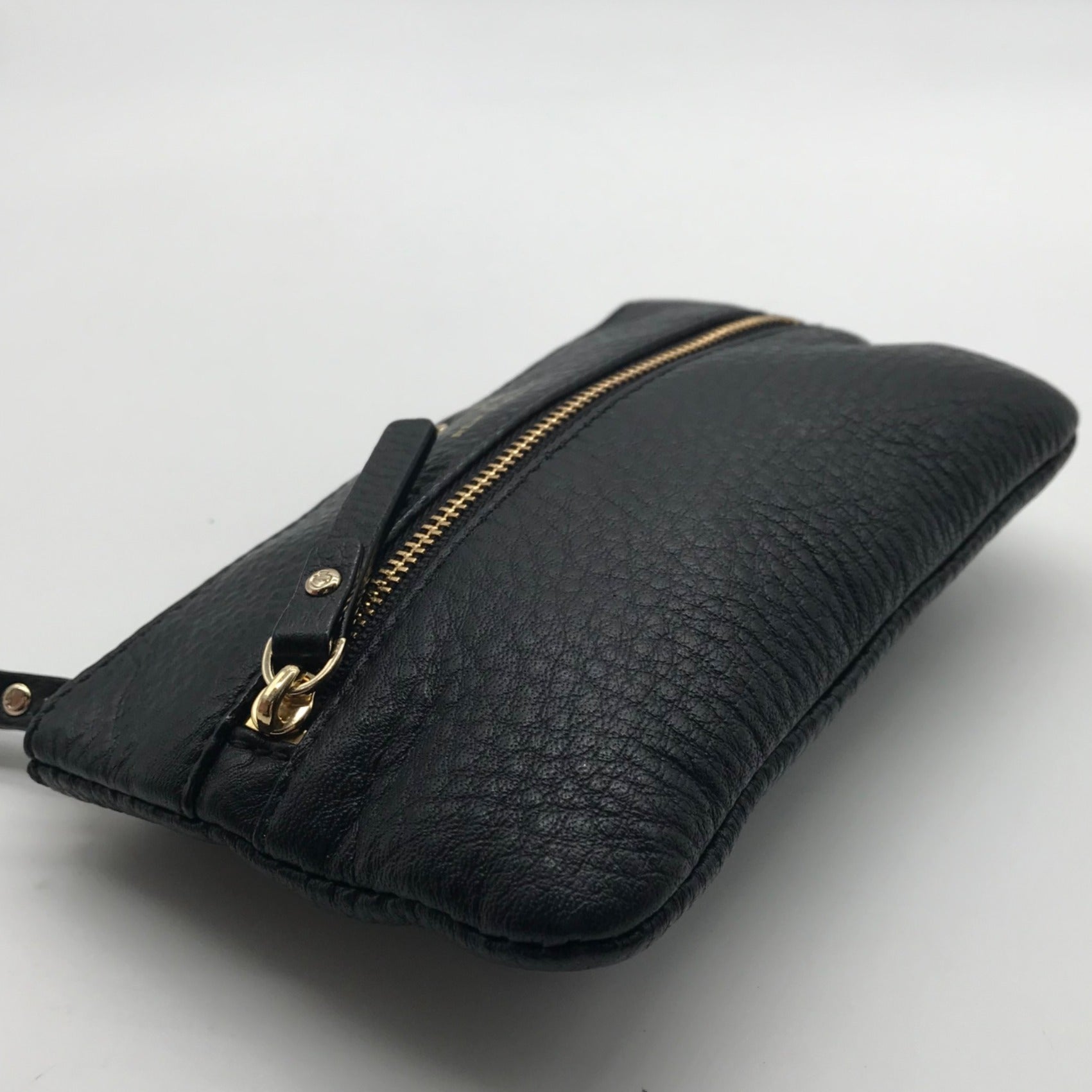 Kate Spade Black Pebbled Leather Cobble Hill Bee Wristlet