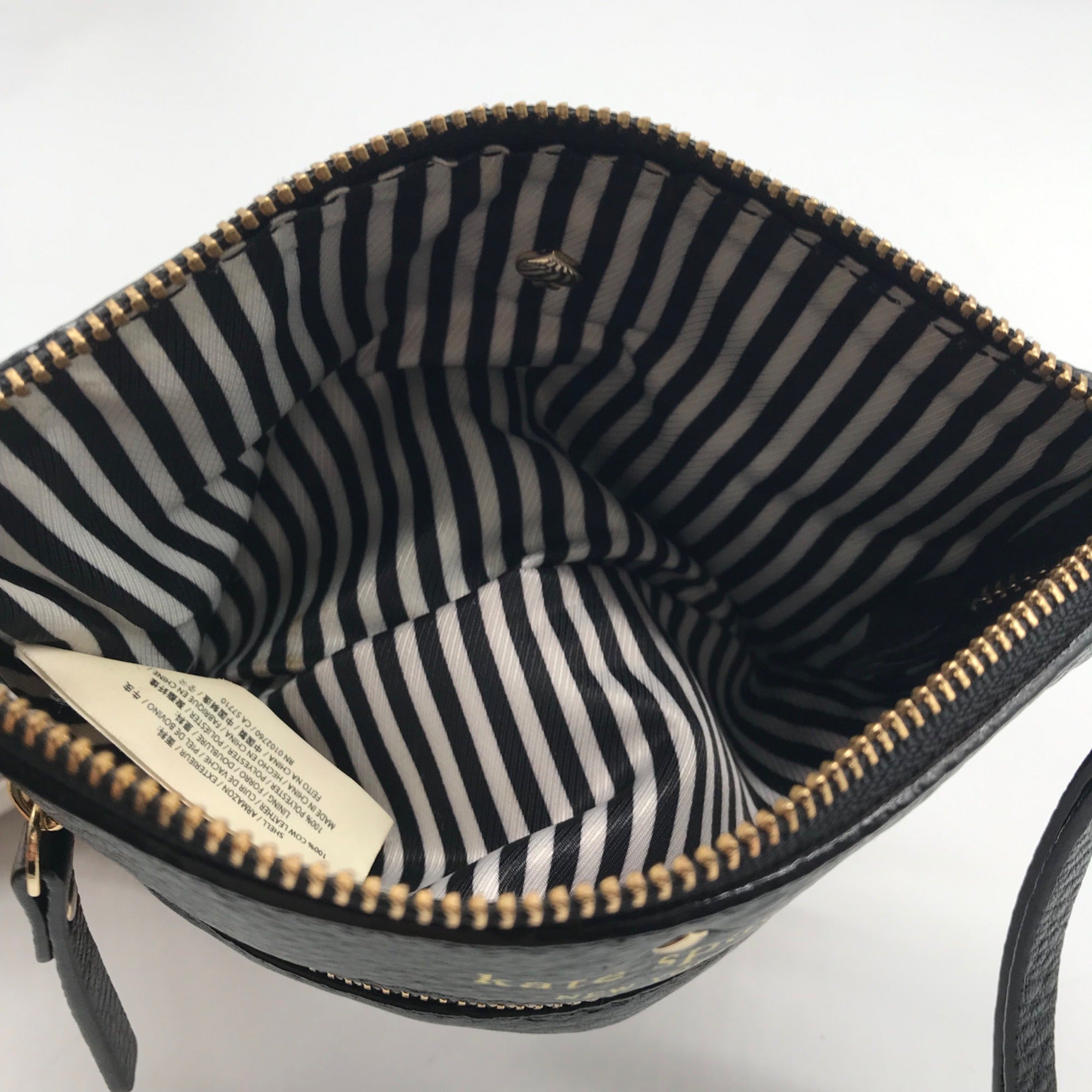 Kate Spade Black Pebbled Leather Cobble Hill Bee Wristlet