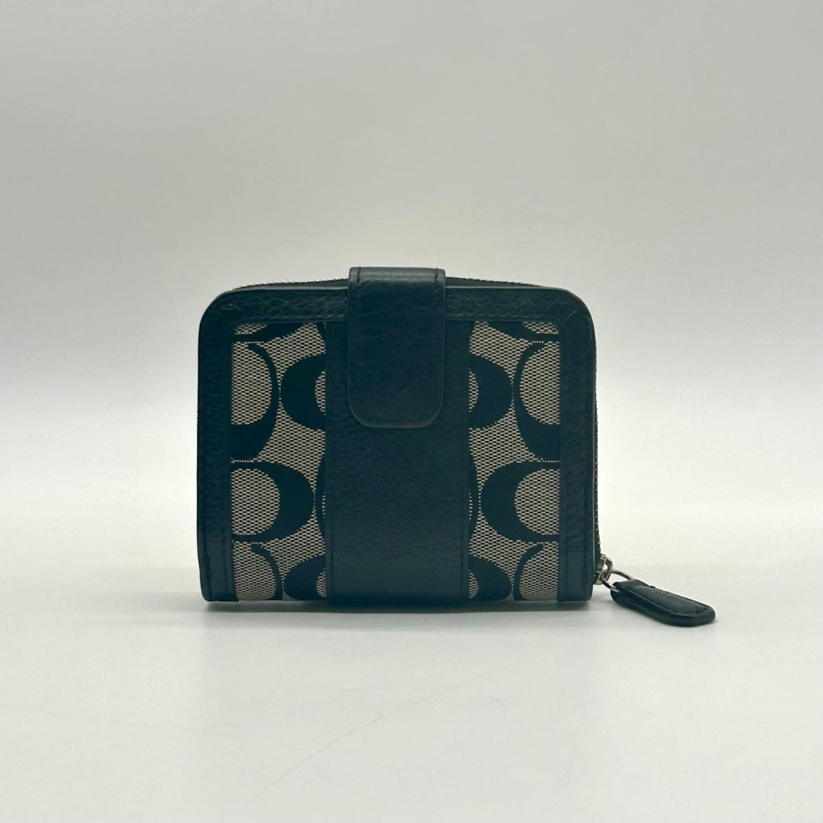 Coach Black And Grey Signature Canvas And Leather Wallet
