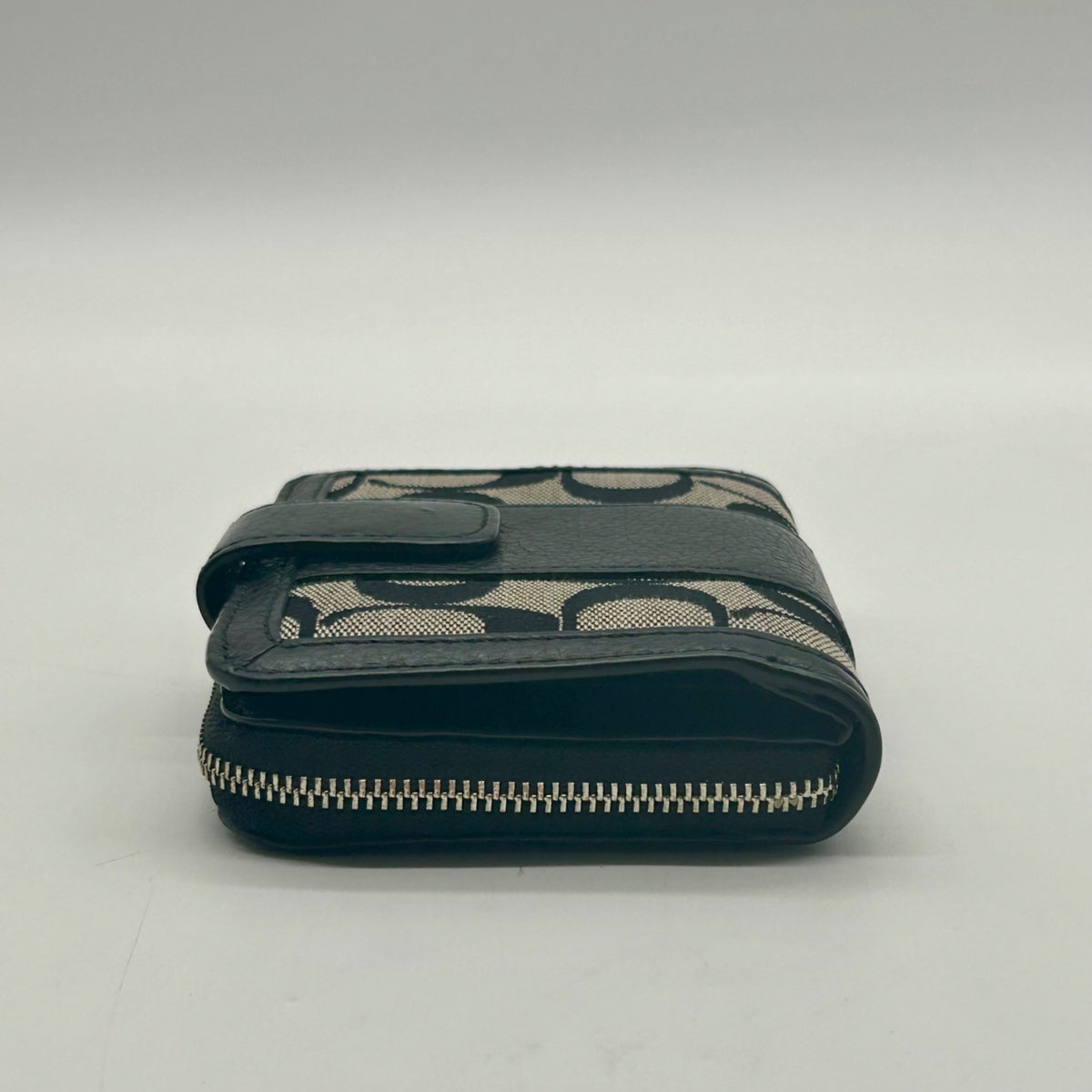 Coach Black And Grey Signature Canvas And Leather Wallet