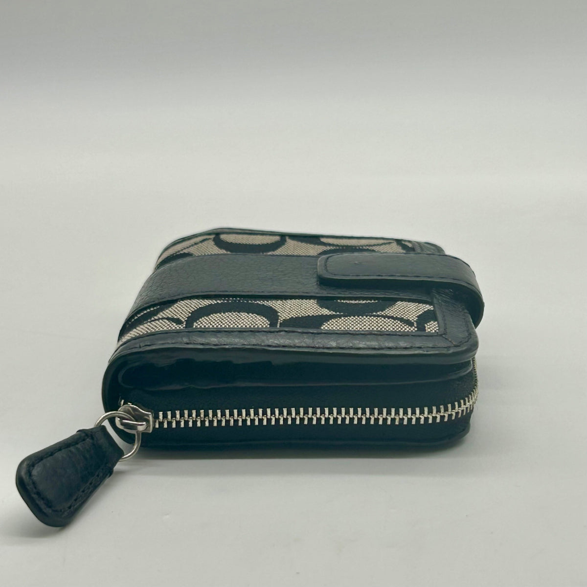 Coach Black And Grey Signature Canvas And Leather Wallet