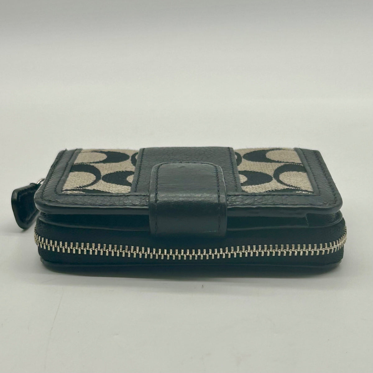 Coach Black And Grey Signature Canvas And Leather Wallet