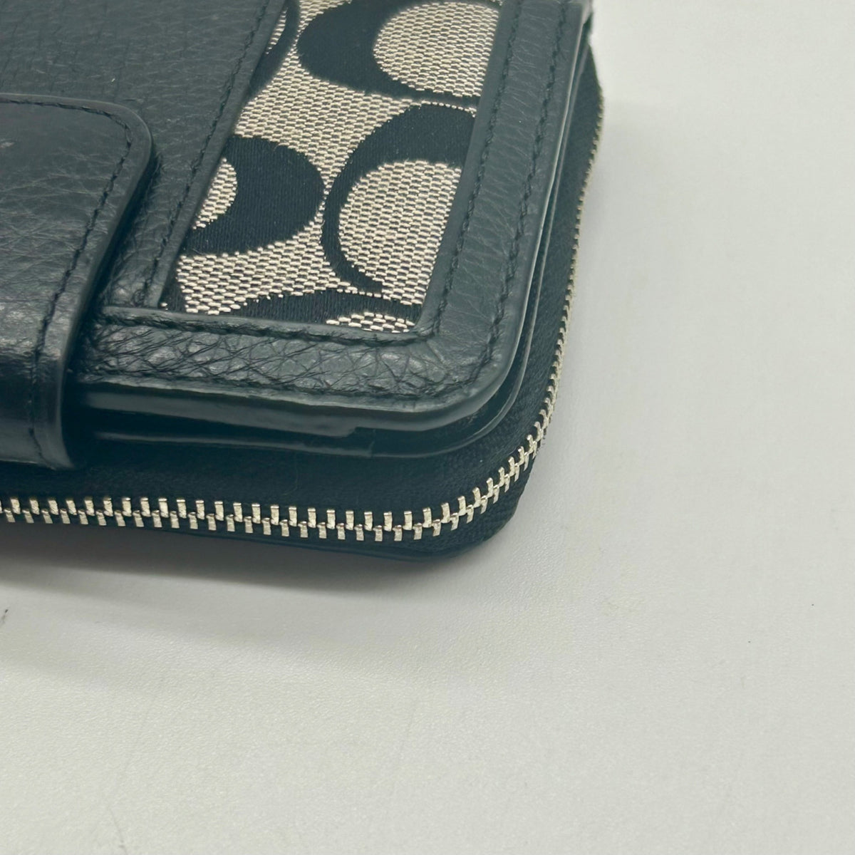 Coach Black And Grey Signature Canvas And Leather Wallet