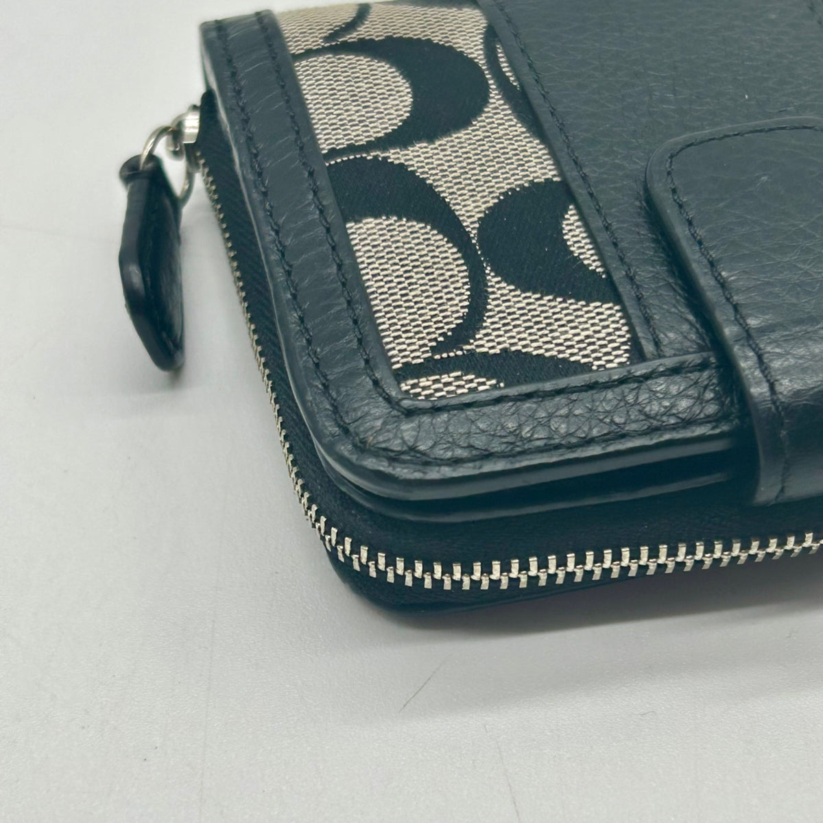 Coach Black And Grey Signature Canvas And Leather Wallet